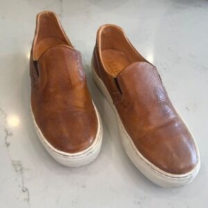 Bed Stu Workshop Women 7 Tan Leather Slip On Sneakers USA Vegetable Tanned Flat
